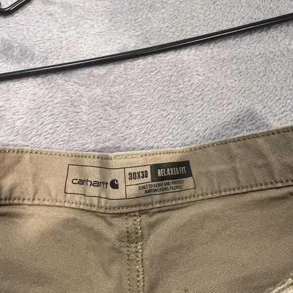 Carhartt Work Pants Mens 30x28 Khaki Rugged Flex Relaxed Fit Canvas Utility - Picture 4 of 9
